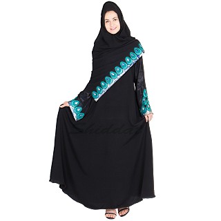 Umbrella abaya with embroidery work on sleeve and dupatta